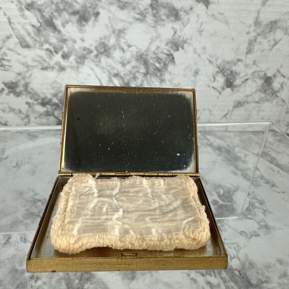 Vintage Helena Rubinstein Gold Tone Mirrored Compact Rhinestone Embellished - Picture 6 of 11